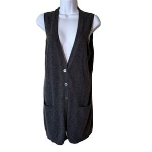 Kinross‎ Cashmere Women's Gray Sleeveless Duster Cardigan Vest Sweater Medium